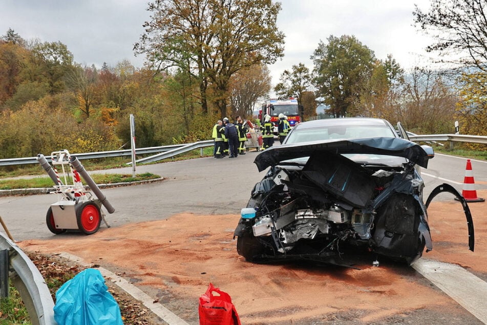 Laut Zeugen soll das Elektroauto kurz vor einem VW Golf in die Straße eingefahren sein.