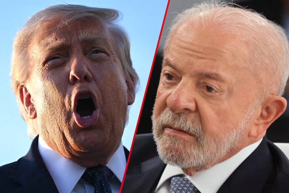 Brazilian President Luiz Inacio Lula da Silva (r.) warned against Trump meddling in his country's upcoming election.