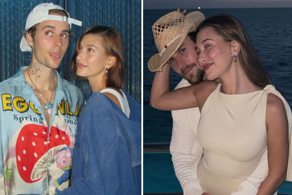 Justin (l.) and Hailey Bieber have revealed they are expecting their first baby together, confirming the news in an Instagram video on Thursday.