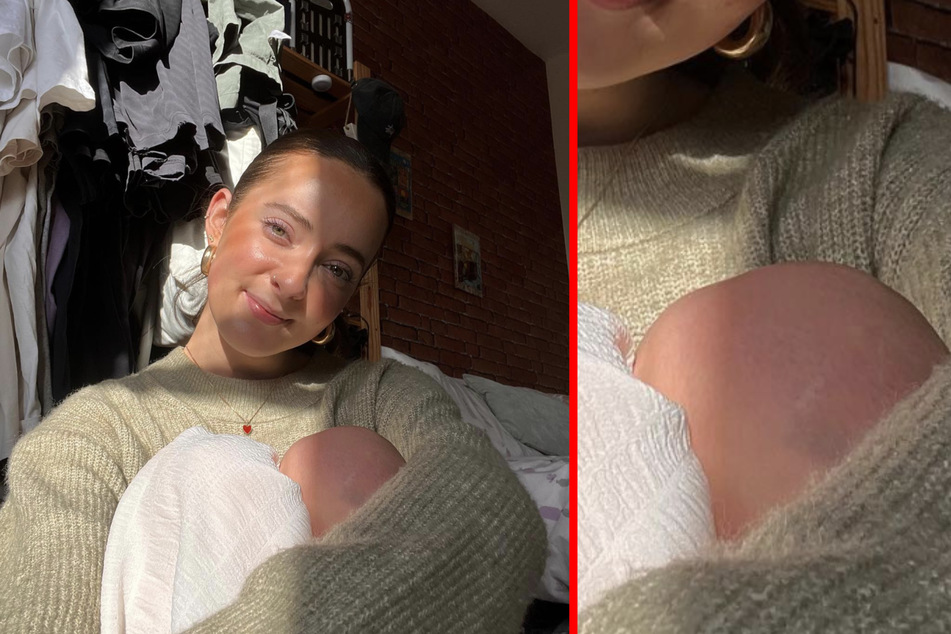 Dieses sonnige Selfie sorgte bei Rebecca Mcgonigle (25) für kuriose Baby-Gerüchte.