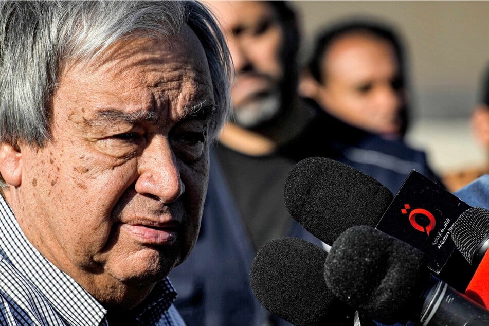 United Nations Secretary-General António Guterres spoke to the media at El-Arish International Airport in Egypt's northeastern province of North Sinai on Saturday.