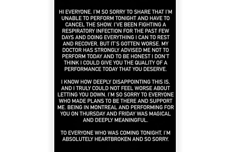 Über Instagram teilte Lady Gaga mit, dass sie das Konzert absagen muss.