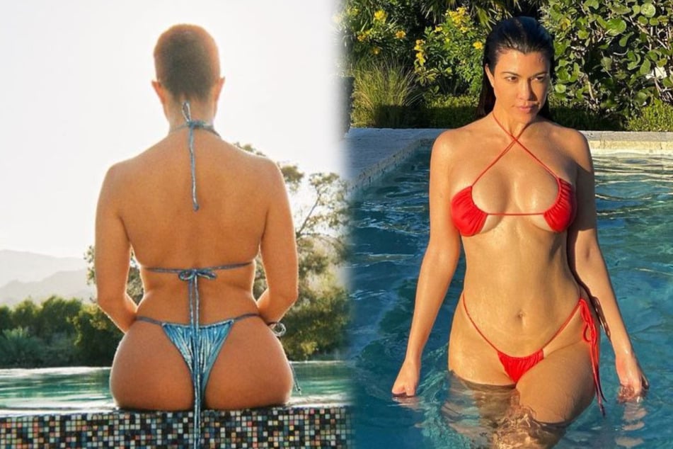 Whether from front or behind, Kourtney Kardashian (41) always looks amazing in a bikini (collage).