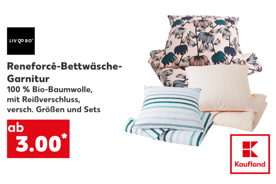Reneforcé-Bettwäsche-Garnitur ab 3 Euro.