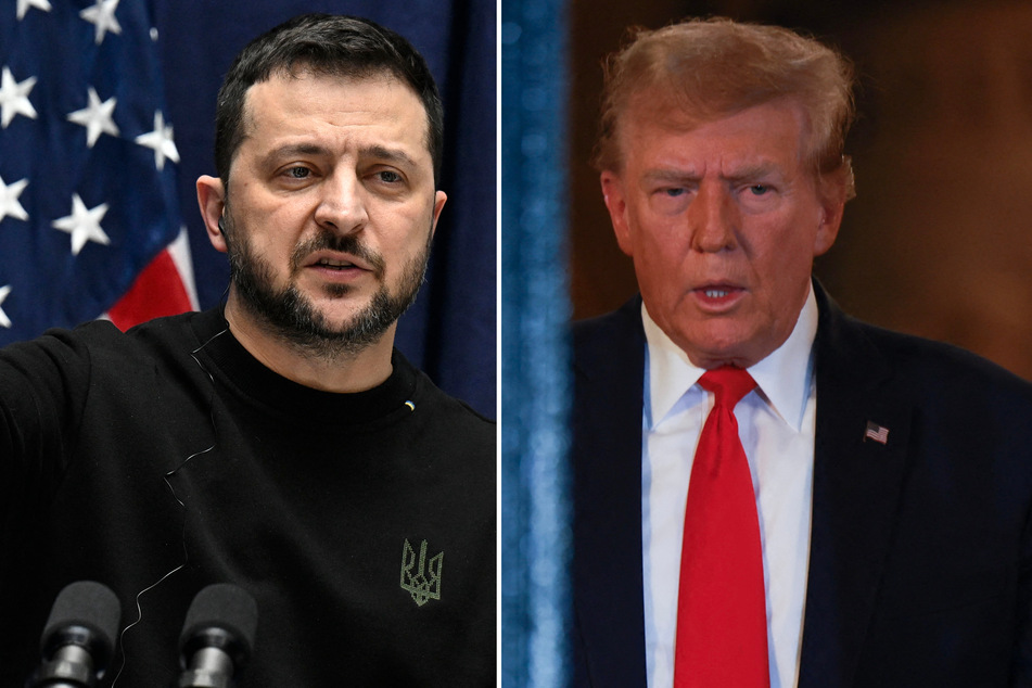 Ukraine's Volodymyr Zelensky (l.) has invited Donald Trump to see the frontlines of the war as the former US president continues to oppose aid to the country.