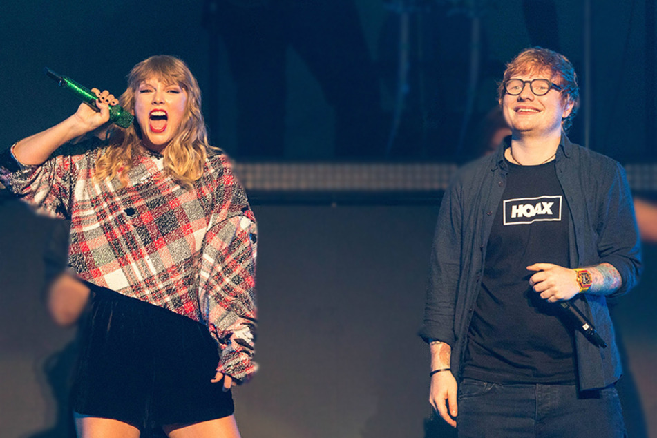 Taylor Swift (l.) hopped on the remix of Ed Sheeran's (r.) 2021 track, The Joker And The Queen.