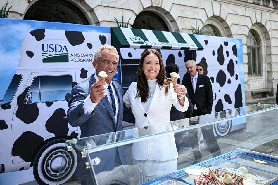Health Secretary Robert F. Kennedy Jr. and Secretary of Agriculture Brooke Rollins were present at a press event where major ice cream makers announced they would phase out some artificial food dyes.