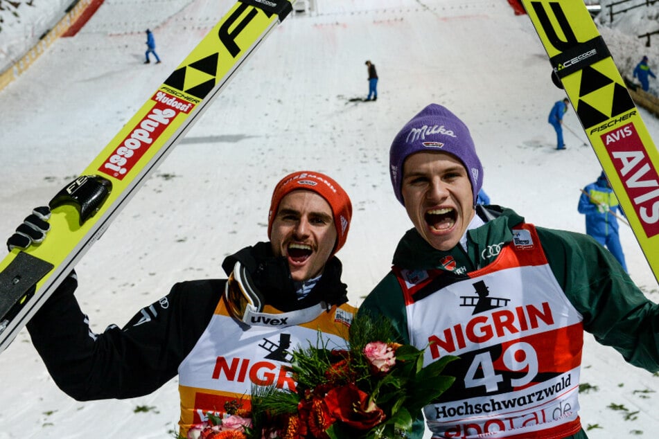 Richard Freitag (l) und Andreas Wellinger (r) wurden als das Skisprung-Topduo aus Deutschland gehandelt.