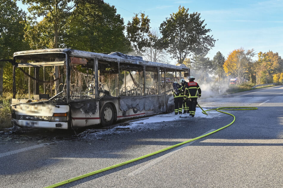 Der Bus brannte komplett aus.