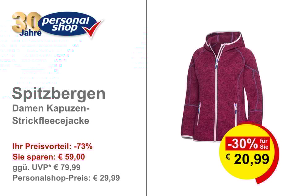 Spitzbergen Damen Kapuzen-Strickfleecejacke