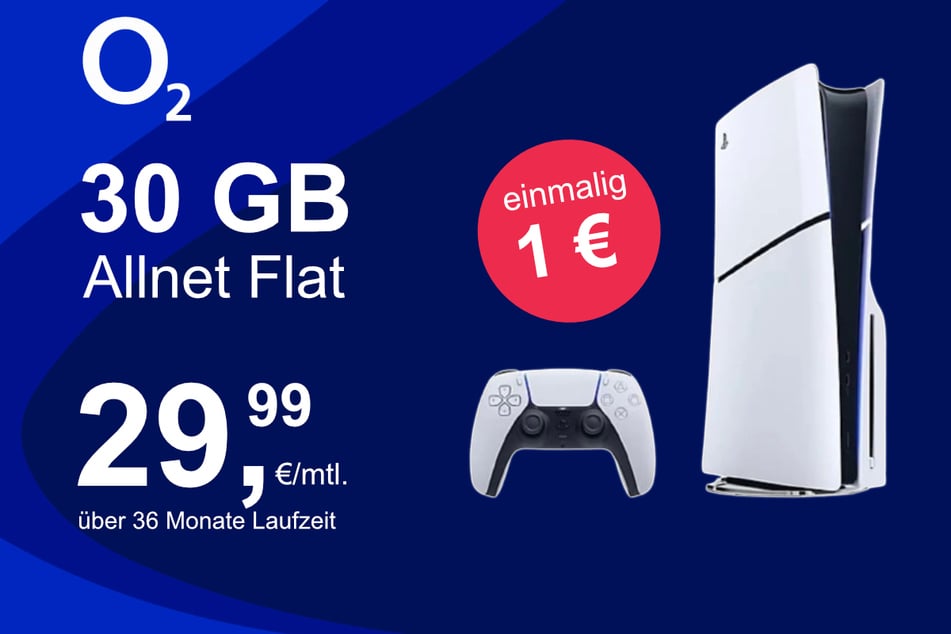 Die PS5 Slim Digital Edition im o2 Mobile M inkl. 30 GB+ für einmalig nur 1 Euro.