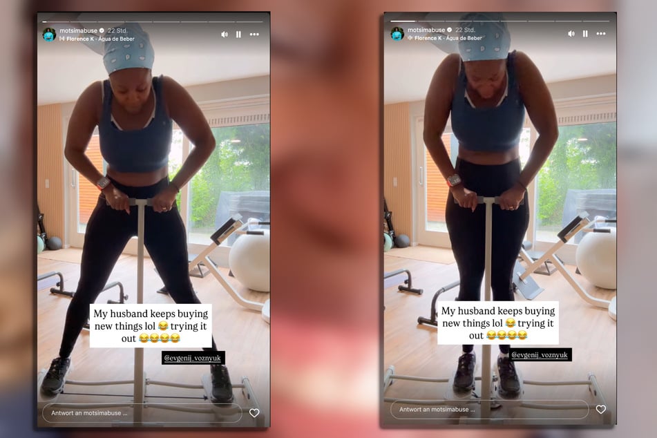 Motsi Mabuse testet das neue Fitnessgerät mit mäßiger Überzeugung. Am nächsten Morgen ist der Muskelkater aber wider Erwarten da.