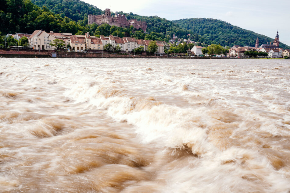 Viel Wasser führte auch der Neckar in Heidelberg am Samstag.