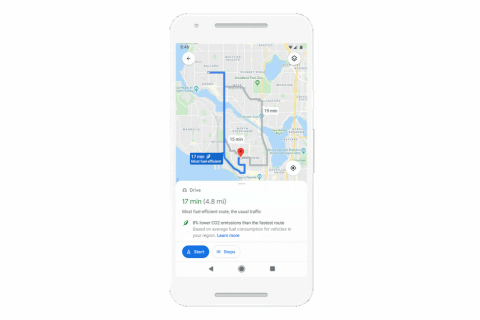 Google Maps offers its users the most environmentally friendly route.