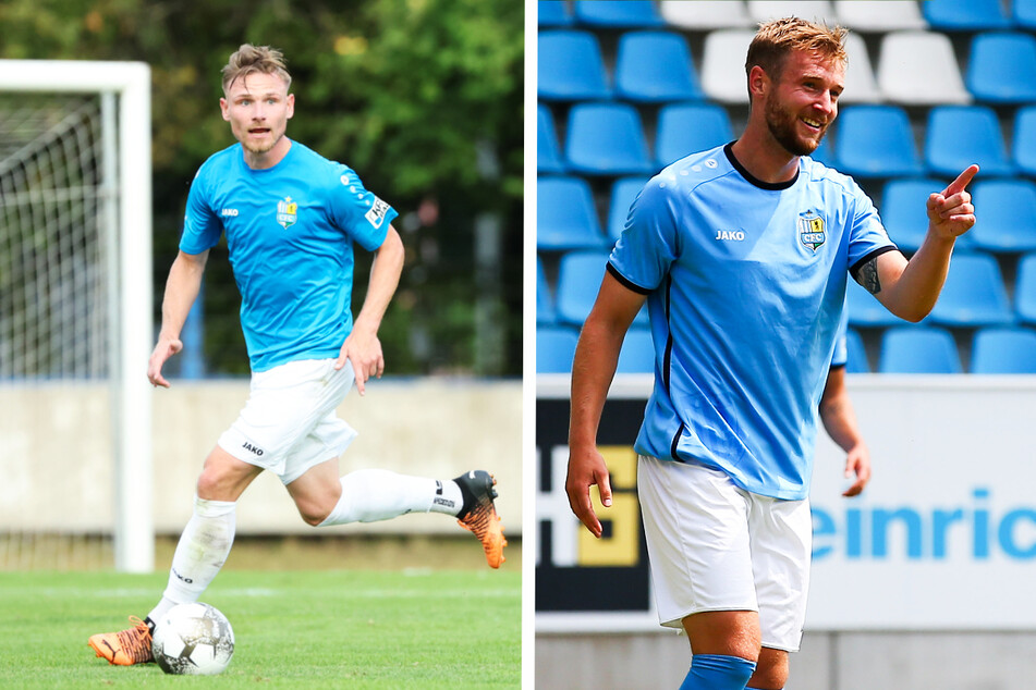 Abwehrchef Robert Zickert (32, l.) und Torjäger Felix Brügmann (29) sollen und wollen beim Chemnitzer FC weiter mit Leistung vorangehen.