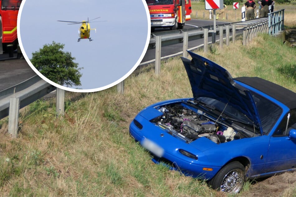 Hubschrauber im Einsatz! 24-Jährige rauscht von Bundesstraße in den Graben
