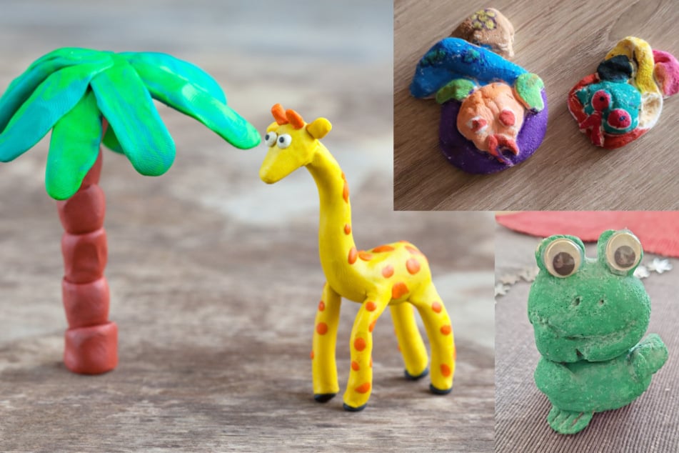 Ob Dino, Zootier, Pflanzen, Männchen oder andere Gegenstände - mit Salzteig können Kinder kreativ basteln.