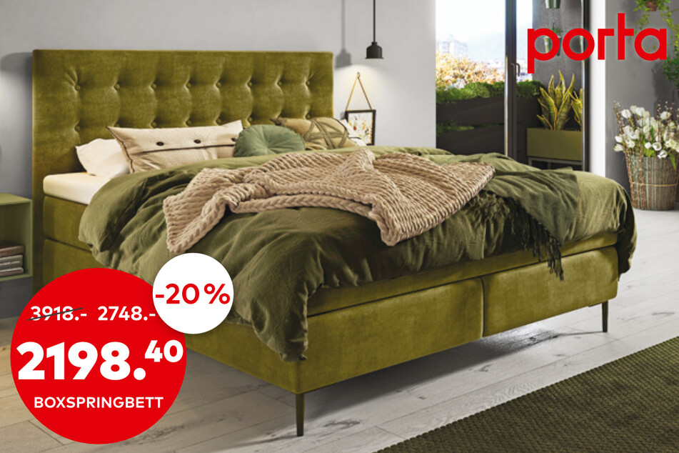 Boxspringbett (Grün)