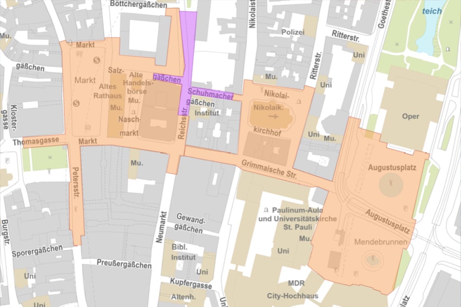 Während der Öffnungszeiten werde der orangefarbene Bereich für den Verkehr komplett gesperrt. Für die lilafarbene Zone plane man einen eingeschränkten Schutzbereich.