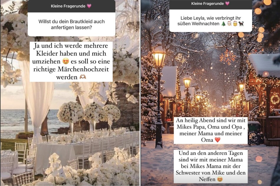 In einer Fragerunde auf Instagram gab Leyla Einzelheiten zu ihren Plänen für Weihnachten und die geplante Hochzeit bekannt.