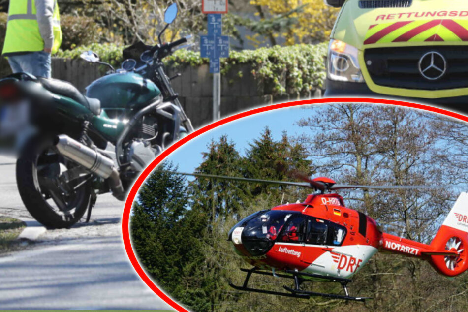 Unfall in Radeberg: Transporter schneidet Kawasaki, Bikerin rutscht in das Fahrzeug