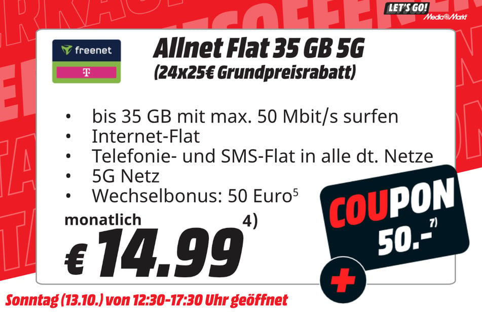 Smartphone-Tarif für 14,99 Euro im Monat.