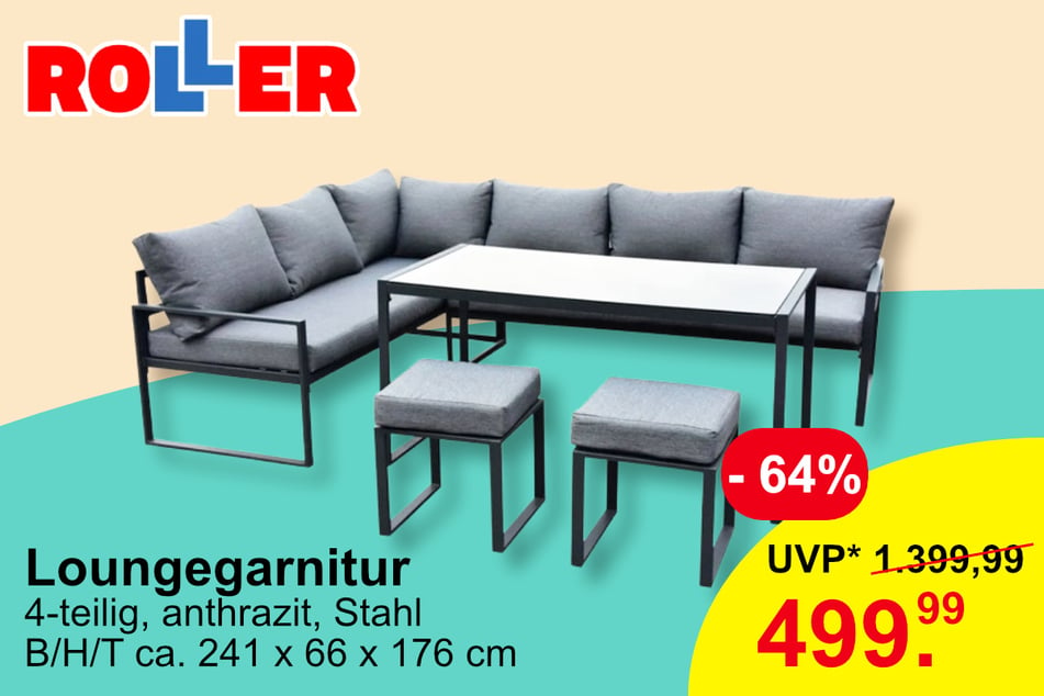 Loungegarnitur für den Garten für nur 499,99 statt 1.399,99 Euro (UVP)*.