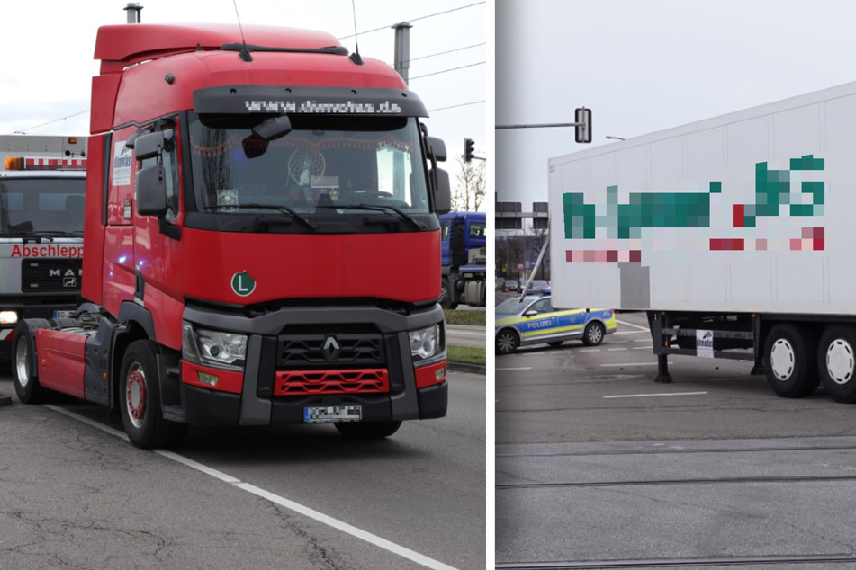 Lkw verliert Auflieger in Dresden: Kreuzung mehrere Stunden blockiert