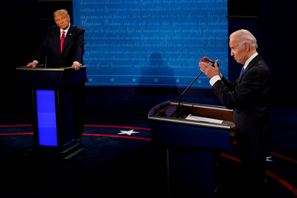 Disgraced ex-president Donald Trump and current president Joe Biden debating at the 2020 presidential debates.