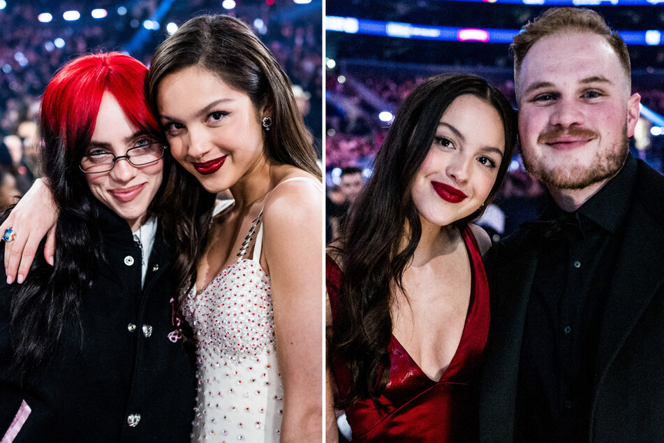 Olivia Rodrigo posed for photos with Billie Eilish (l), Zach Bryan (r), and more A-list attendees at the 2024 Grammy Awards.