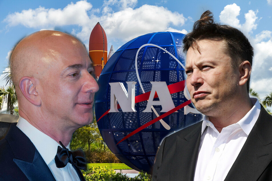 Jeff Bezos (l.) and Elon Musk are competing for space exploration contracts.