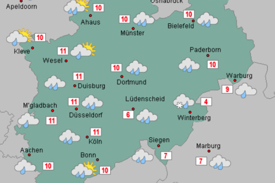 Der Start in die Woche bringt milde Temperaturen zwischen 6 und 11 Grad nach NRW.