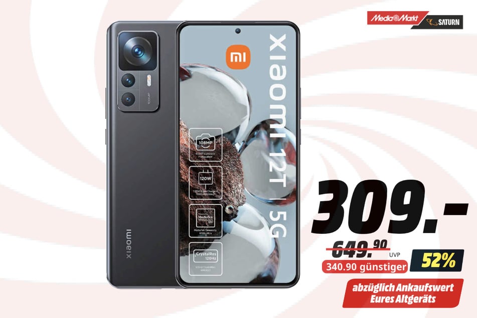 Xiaomi 12T 5G für 309 statt 649,90 Euro.