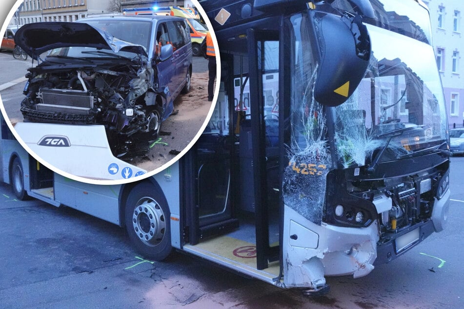 Transporter nimmt Leipziger Linienbus die Vorfahrt: Drei Verletzte, 26.000 Euro Schaden!