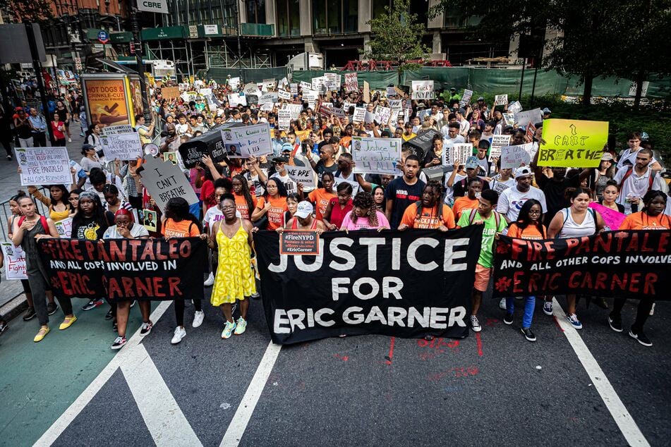 Hundreds of protesters marched through lower Manhattan in 2019 to demand justice for Eric Garner.