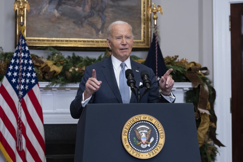 US President Joe Biden speaks about the situation in Syria in the Roosevelt Room at the White House in Washington, DC, on Sunday following a crisis meeting to discuss the sudden overthrow by Islamist-led rebels of President Bashar al-Assad.