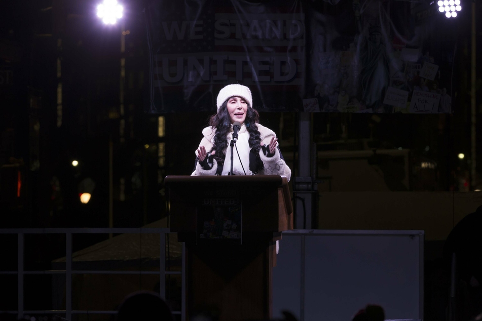 Cher, seen here at a 2016 anti-Trump protest, has been consistently outspoken on issues of social justice over the past years.