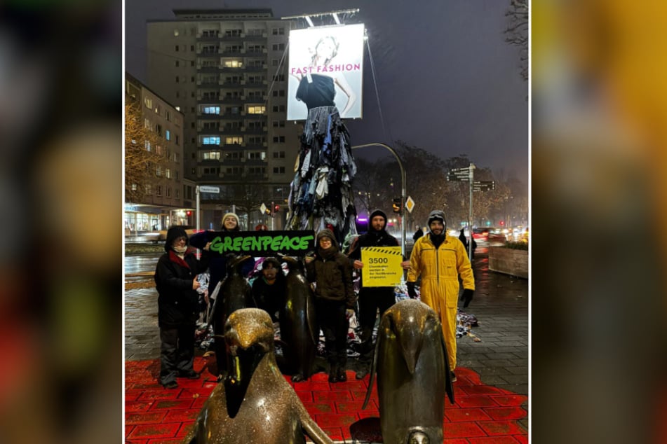 Bis zum Abend protestierten die Greenpeace-Aktivisten.