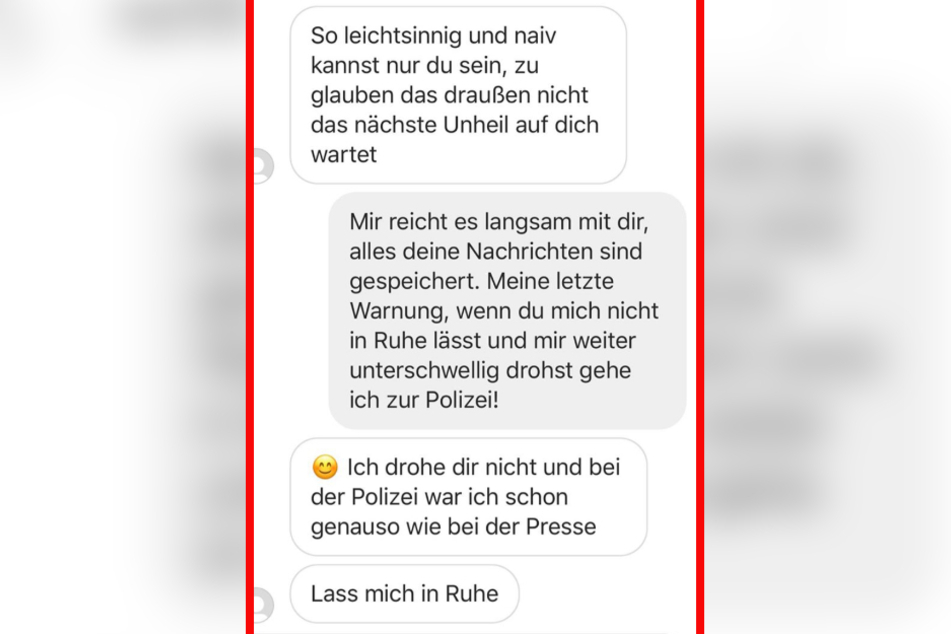 Diesen Screenshot aus ihren Nachrichten veröffentlichte die Influencerin bei Instagram.