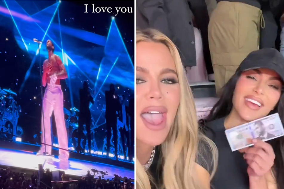 Khloé and Kim Kardashian (r.) shared their love for Usher's Super Bowl performance with their latest social media posts.