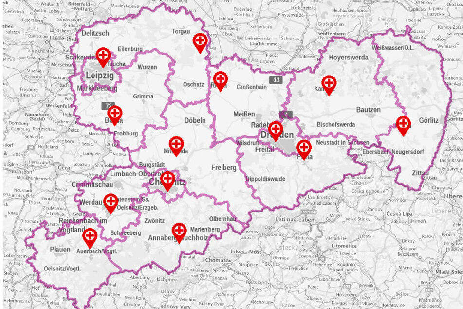 Hier befinden sich die 13 Impfzentren in Sachsen.
