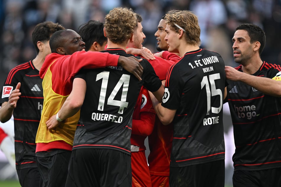 So wie nach dem Sieg gegen Frankfurt im März würden die Spieler von Union Berlin auch in der bevorstehenden Begegnung mit der Eintracht wieder jubeln. (Archivbild)