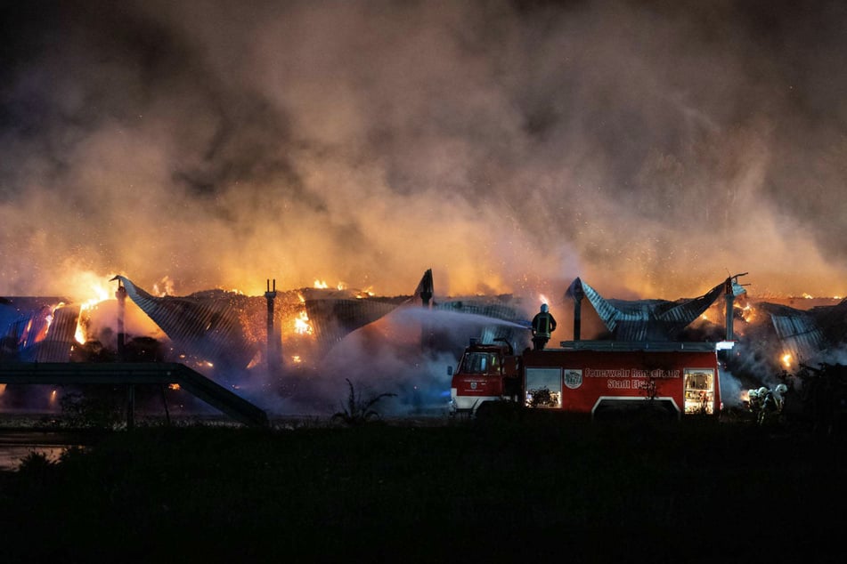 Bei Radeberg geriet am Sonntagabend eine Milchviehanlage in Vollbrand!