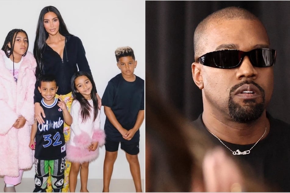 Kanye West (r.) is now claiming the he doesn't see his kids with Kim Kardashian.