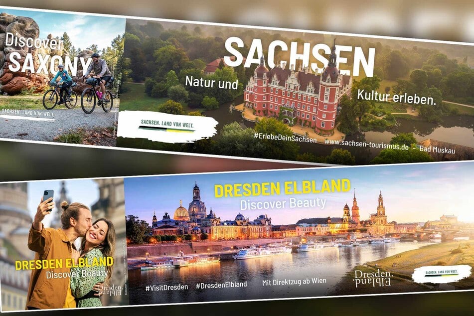 So wird aktuell in Wien für Urlaub in Dresden (Foto unten) und in der Oberlausitz (Foto oben) geworben.