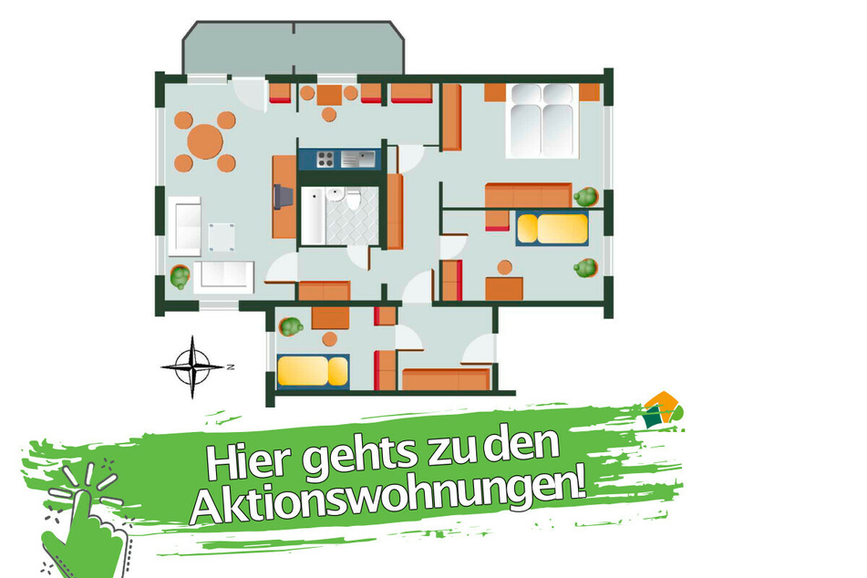 Mit nur einem Klick auf das Bild landet Ihr direkt bei den 4-Raumwohnungen.