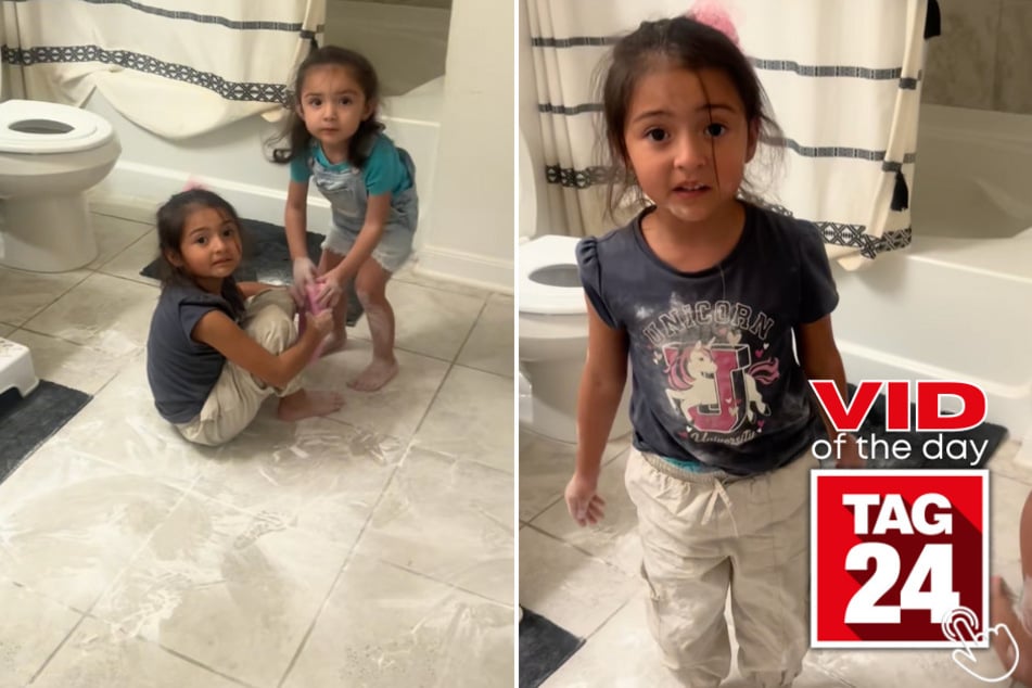 This mom walked into the bathroom to find an absolute mess created by her two young daughters!