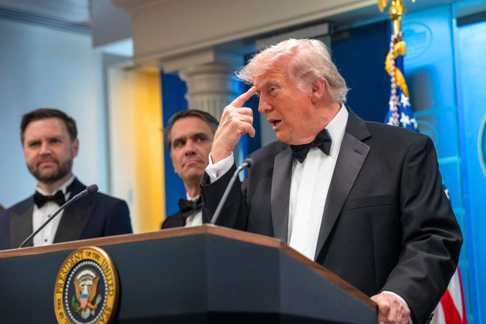 President Donald Trump speaks during a press conference in the Brady Briefing Room of the White House on April 25, 2026 in Washington, DC.