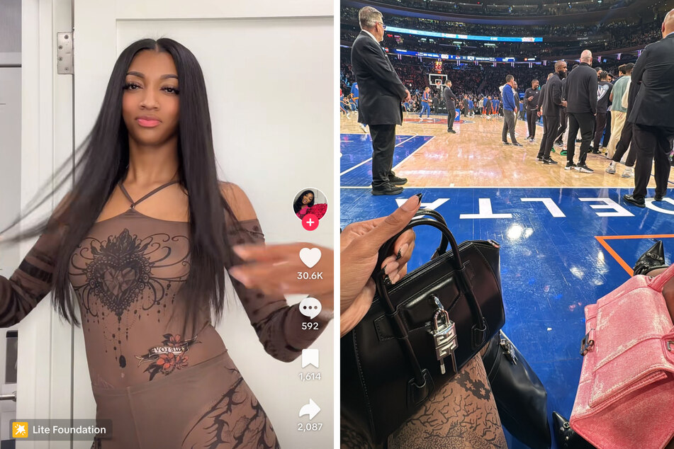 Angel Reese has landed in NYC for the WNBA Draft, and took a detour at the NY Knicks game by stunning fans with her fashion.