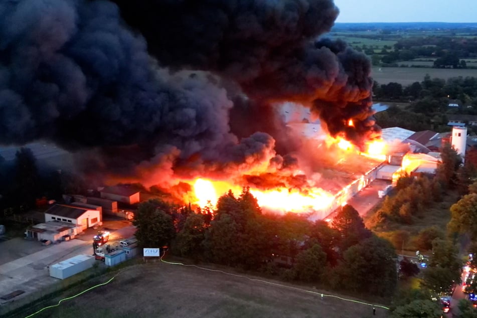 Inferno und Explosionen zerstören Lagerhallen: Millionenschaden